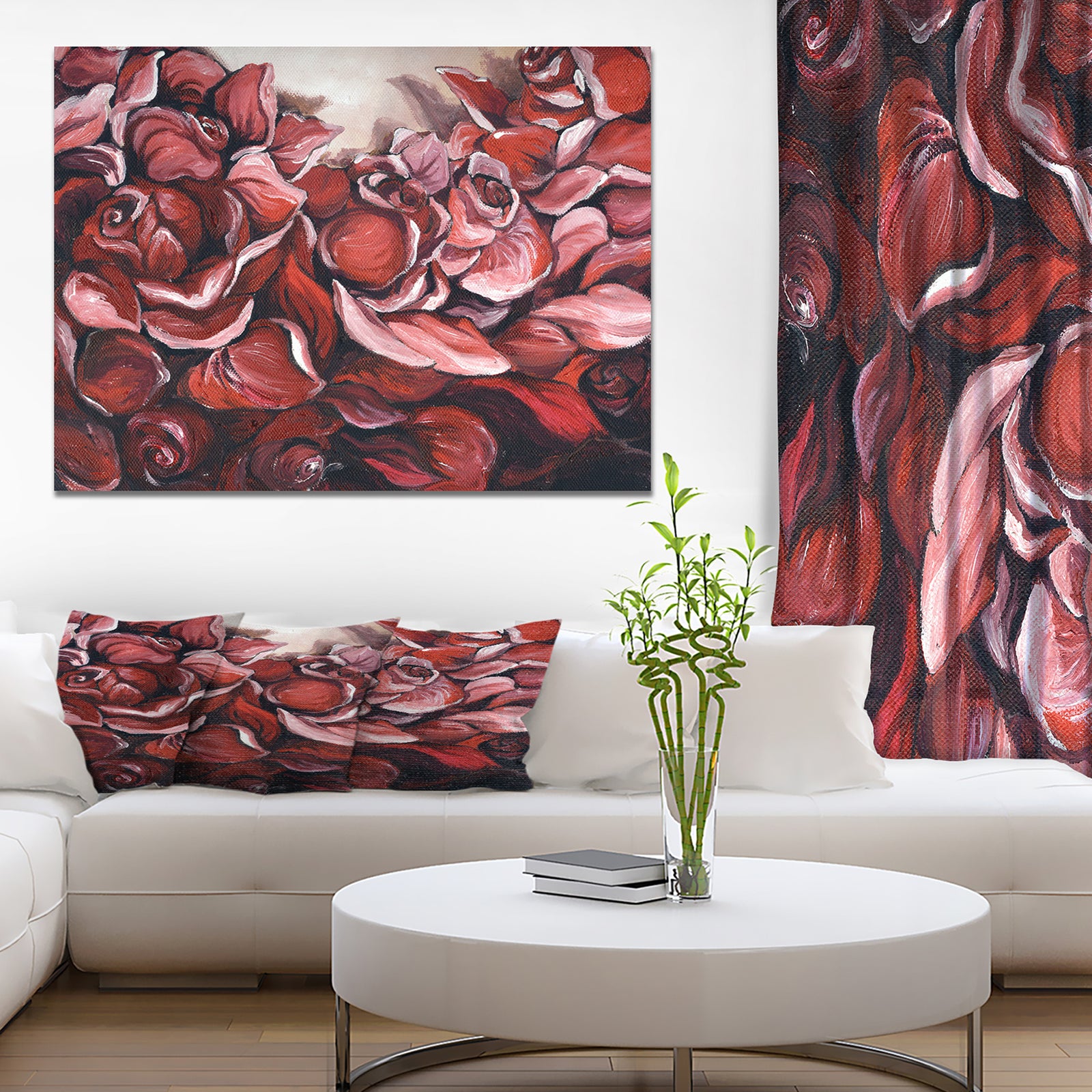 Red Roses Petal Photography Artwork - Floral Photography on wrapped Canvas