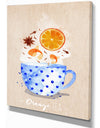 Teacup orange tea kraft - Food Painting Print on Wrapped Canvas