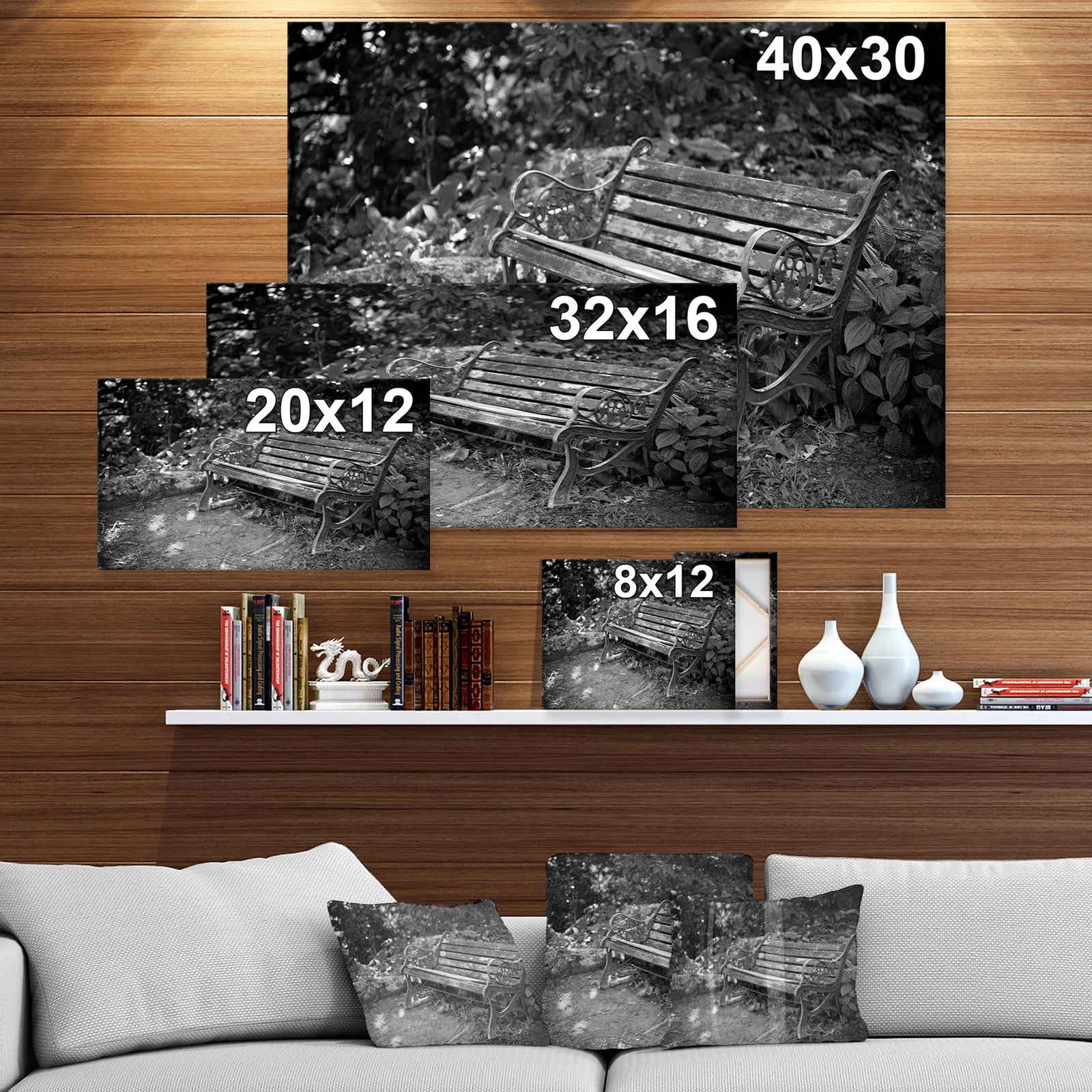 Old bench in a forest - Forest Contemporary on wrapped Canvas