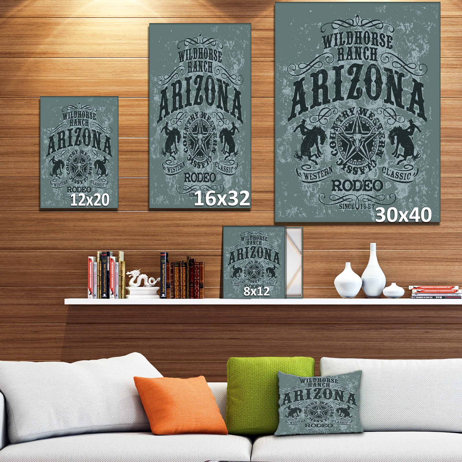 Arizona wild horse rodeo - Farmhouse Contemporary Art on wrapped Canvas