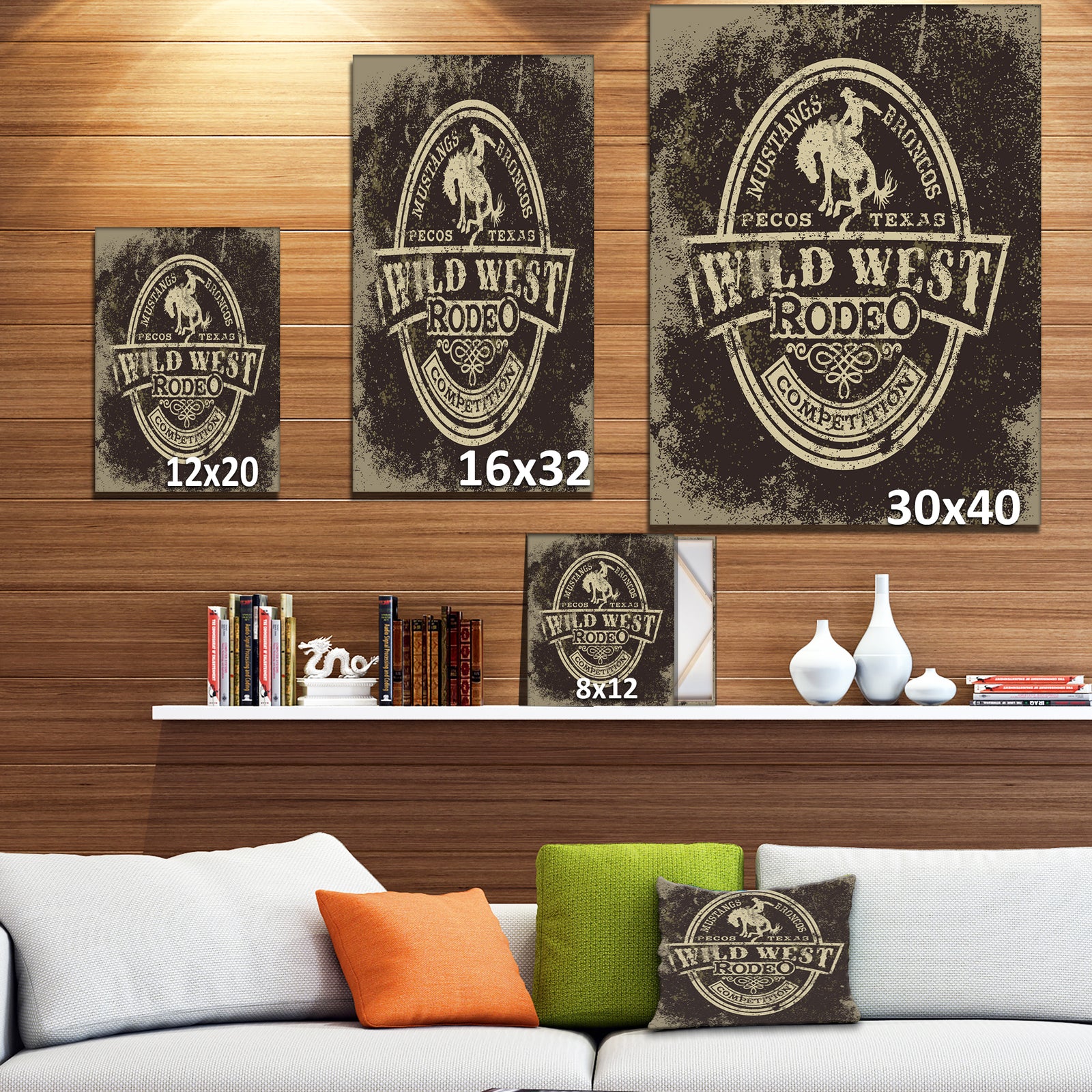 Wild west rodeo - Farmhouse Contemporary Art on wrapped Canvas