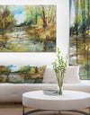 Trees by the River - Landscapes Painting Print on Wrapped Canvas