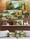 Trees by the River - Landscapes Painting Print on Wrapped Canvas