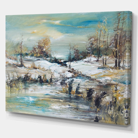 Winter Landscap in Oil Painting - Landscapes Painting Print on Wrapped Canvas