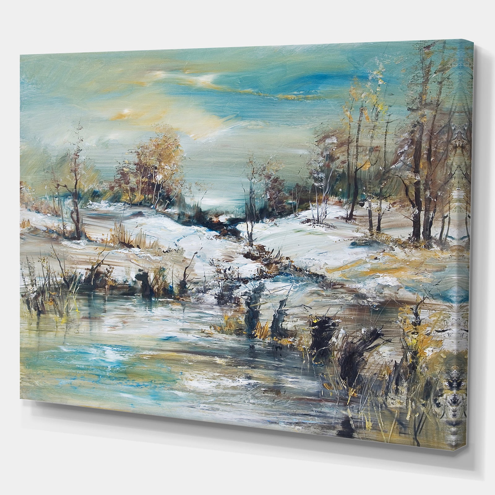 Winter Landscap in Oil Painting - Landscapes Painting Print on Wrapped Canvas