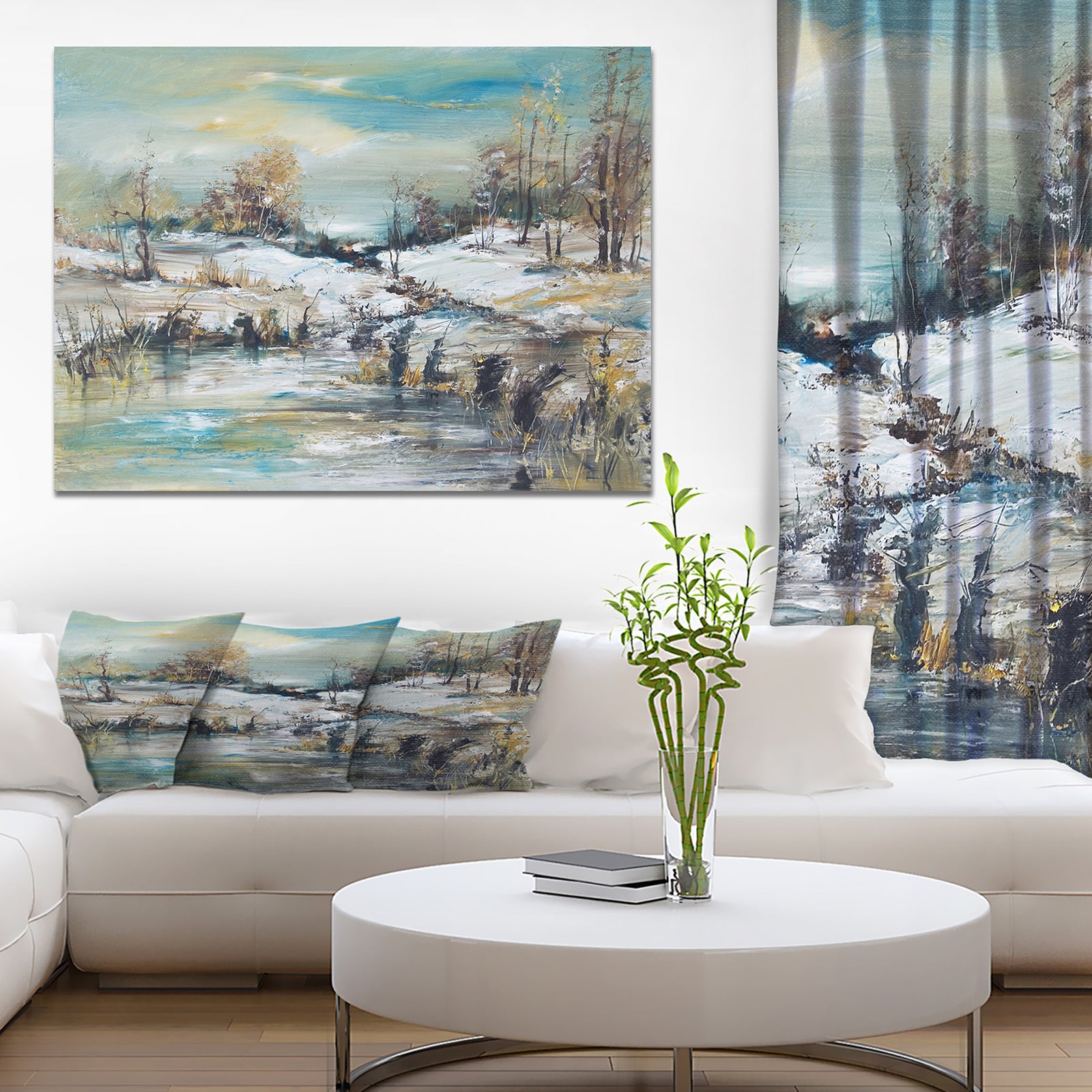 Winter Landscap in Oil Painting - Landscapes Painting Print on Wrapped Canvas