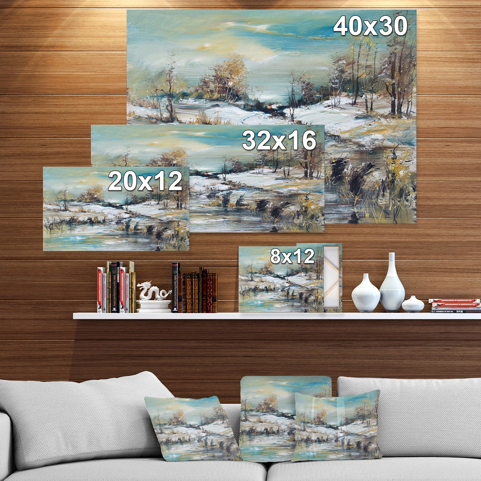 Winter Landscap in Oil Painting - Landscapes Painting Print on Wrapped Canvas