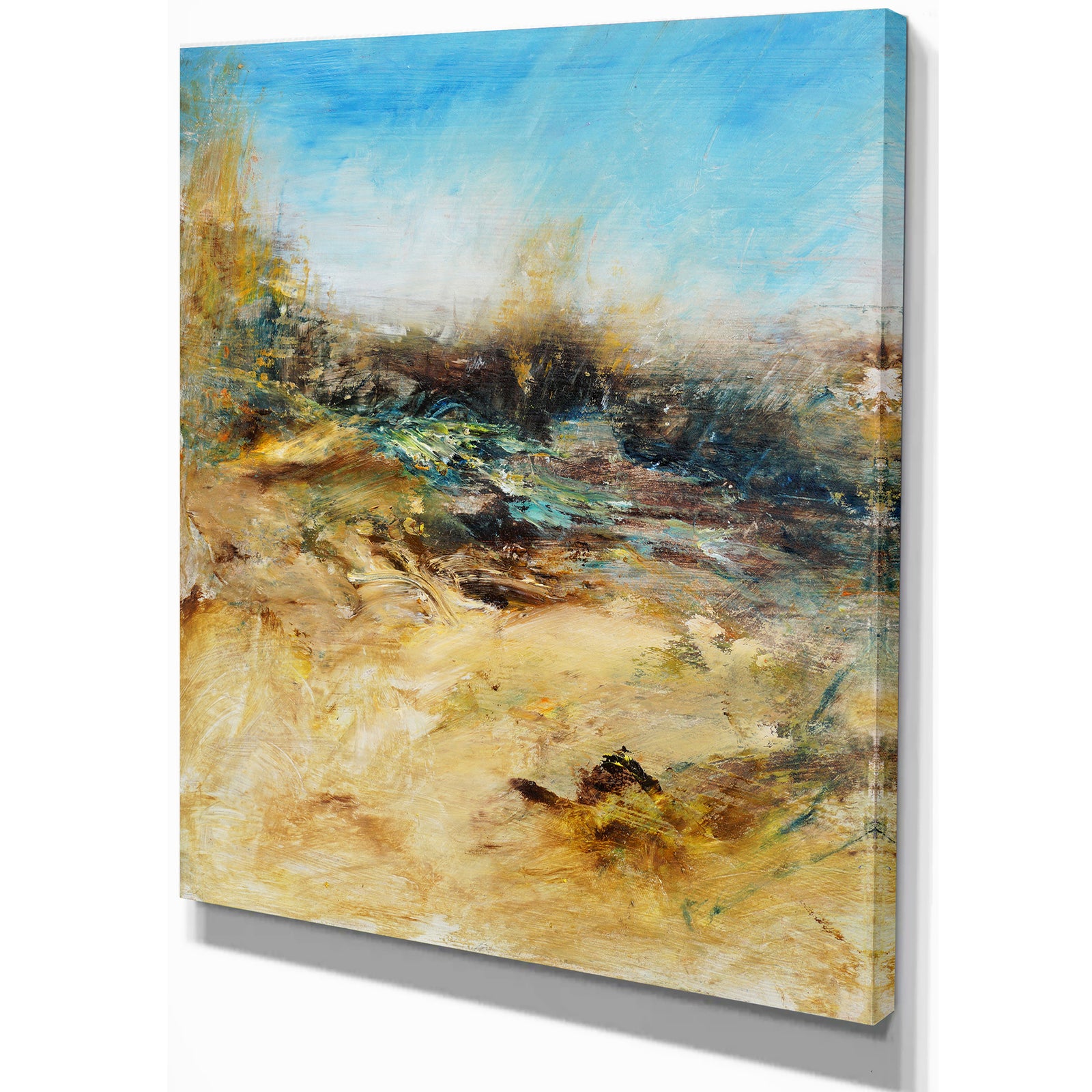 Village in Abstract Oil Painting - Landscapes Painting Print on Wrapped Canvas