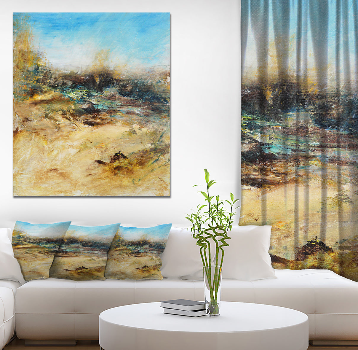 Village in Abstract Oil Painting - Landscapes Painting Print on Wrapped Canvas
