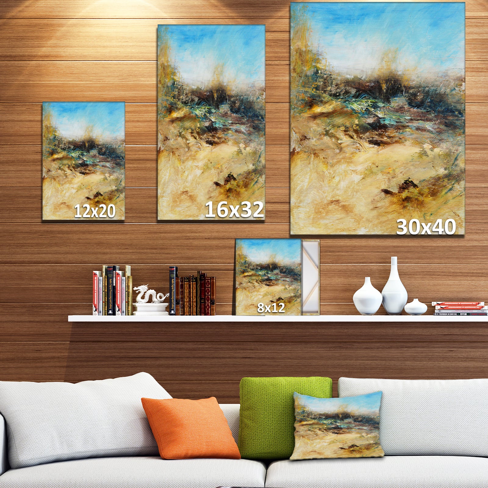 Village in Abstract Oil Painting - Landscapes Painting Print on Wrapped Canvas