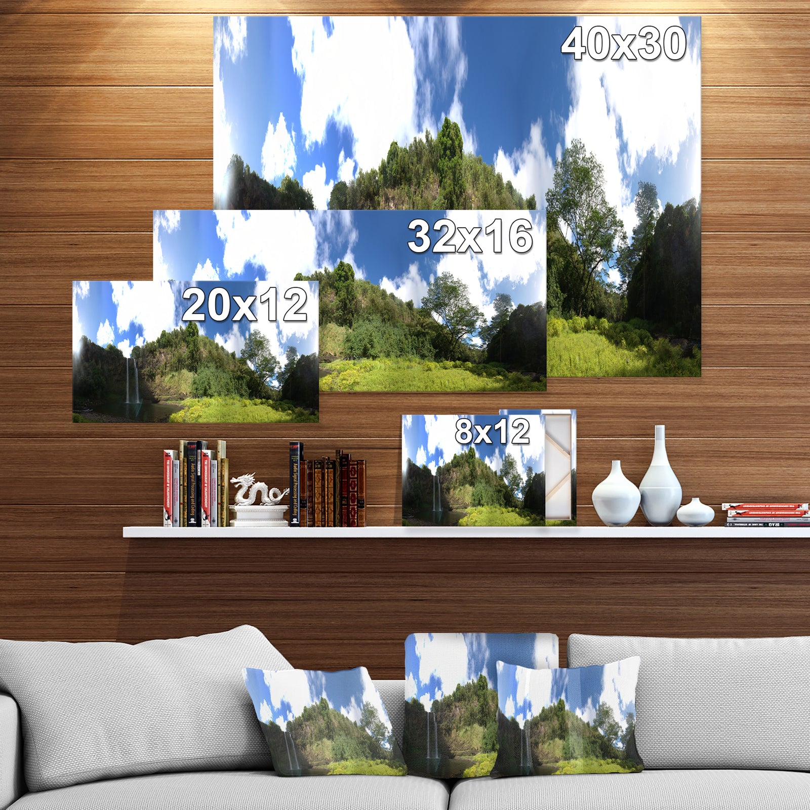 Wailua Falls Hawaiian Waterfall - Landscapes photography on wrapped Canvas