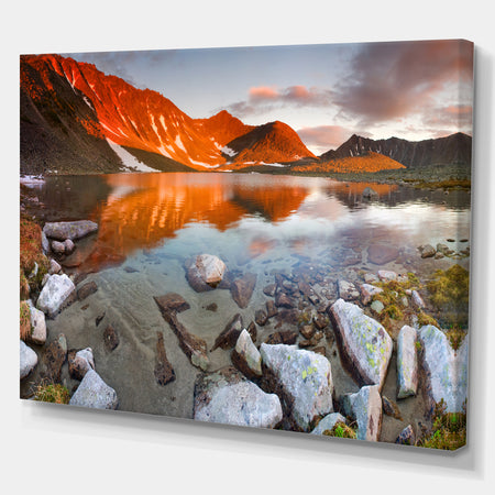 Fire Lake - Lake Landscapes Photographic on wrapped Canvas
