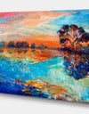 Lake and tree - Landscapes Painting Print on Wrapped Canvas