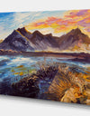 Mountain Pink Sunset - Landscapes Painting Print on Wrapped Canvas