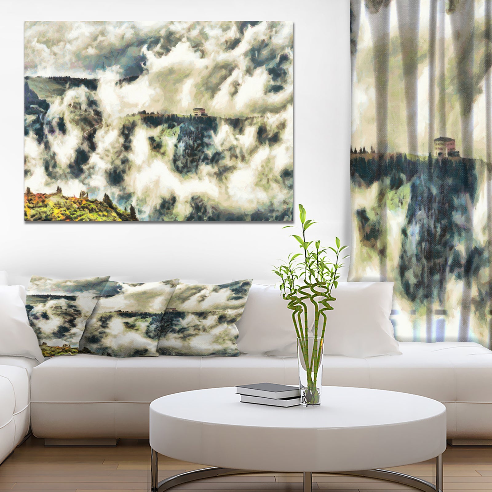 House Under the Clouds - Landscapes Painting Print on Wrapped Canvas