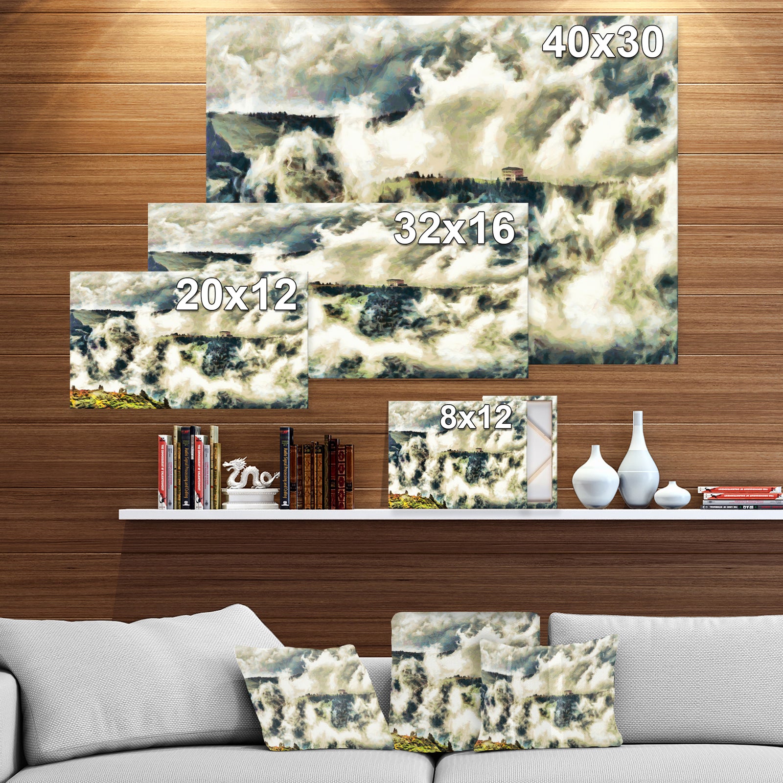House Under the Clouds - Landscapes Painting Print on Wrapped Canvas