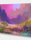 Colorful Flower with Mountain View - Landscapes Painting Print on Wrapped Canvas