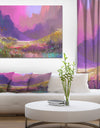 Colorful Flower with Mountain View - Landscapes Painting Print on Wrapped Canvas