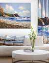 Seagull in Sea Landscape View - Landscapes Painting Print on Wrapped Canvas