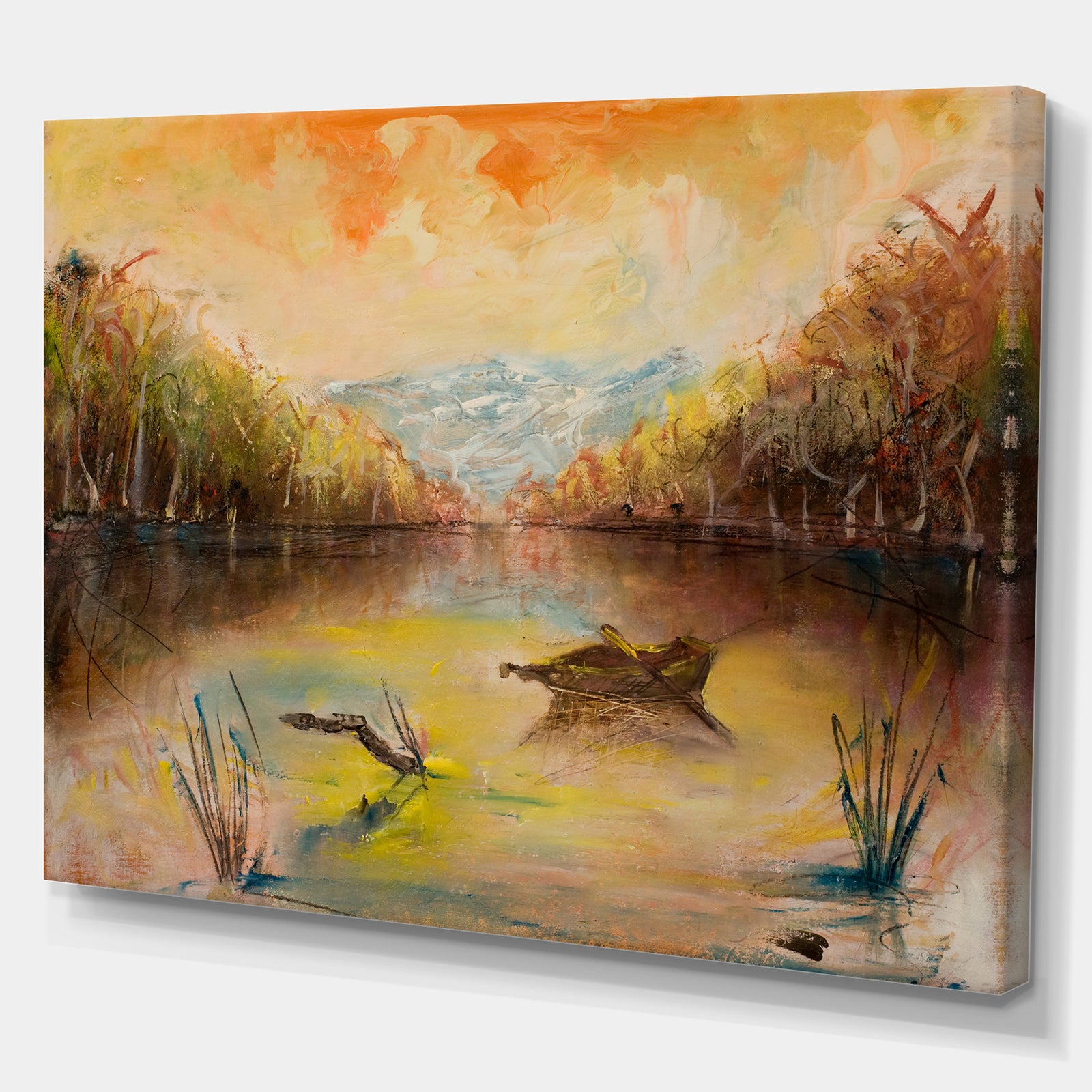 Nature in Sunset - Landscapes Painting Print on Wrapped Canvas