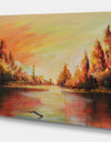 Romantic on Sunset River - Landscapes Painting Print on Wrapped Canvas