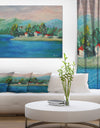 Island On River - Landscapes Painting Print on Wrapped Canvas