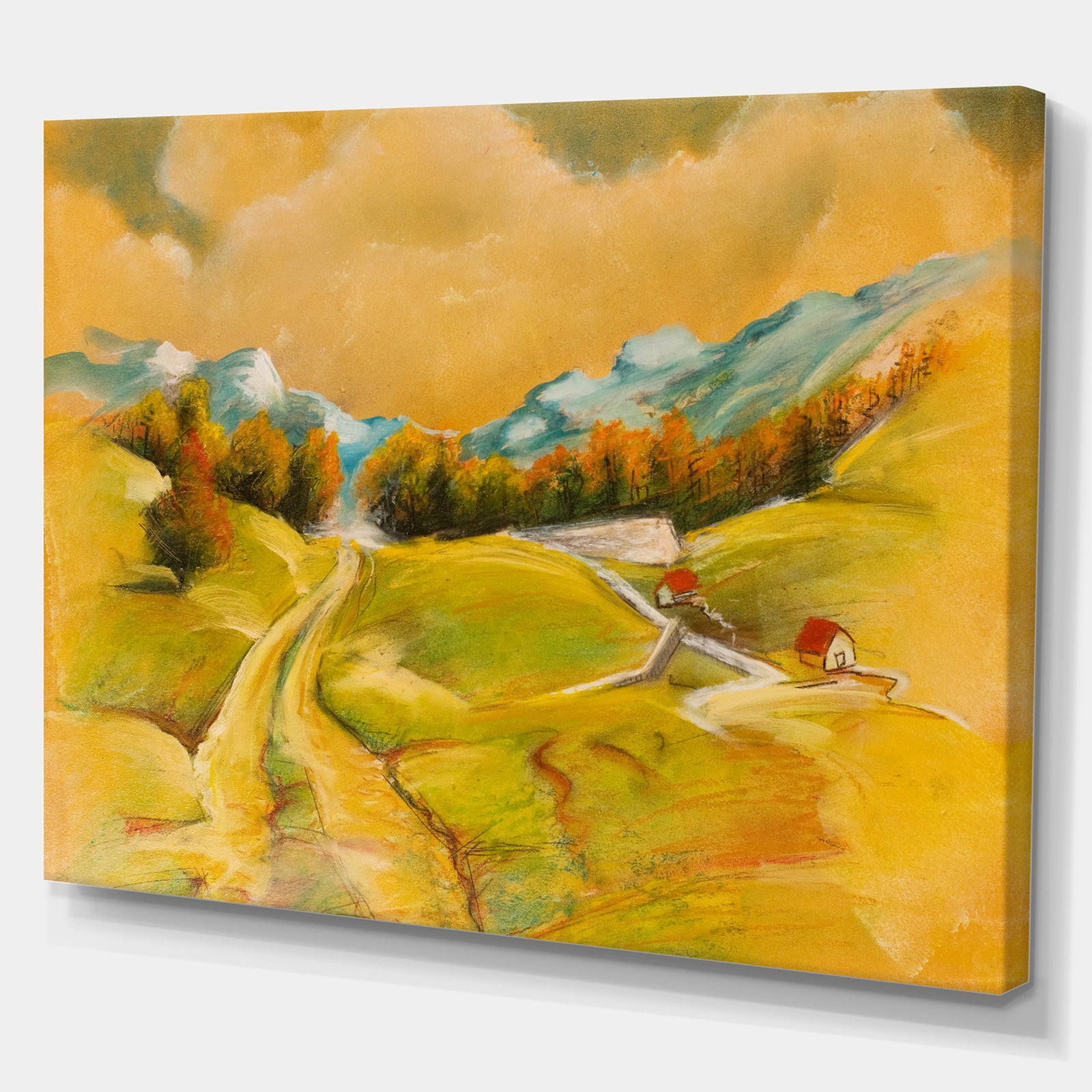 Vineyard in Summer Season - Landscapes Painting Print on Wrapped Canvas