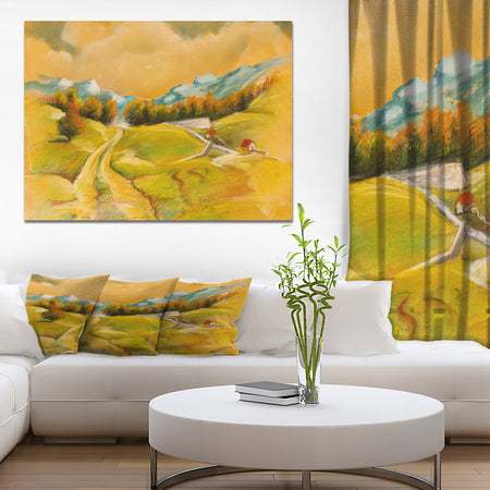 Vineyard in Summer Season - Landscapes Painting Print on Wrapped Canvas