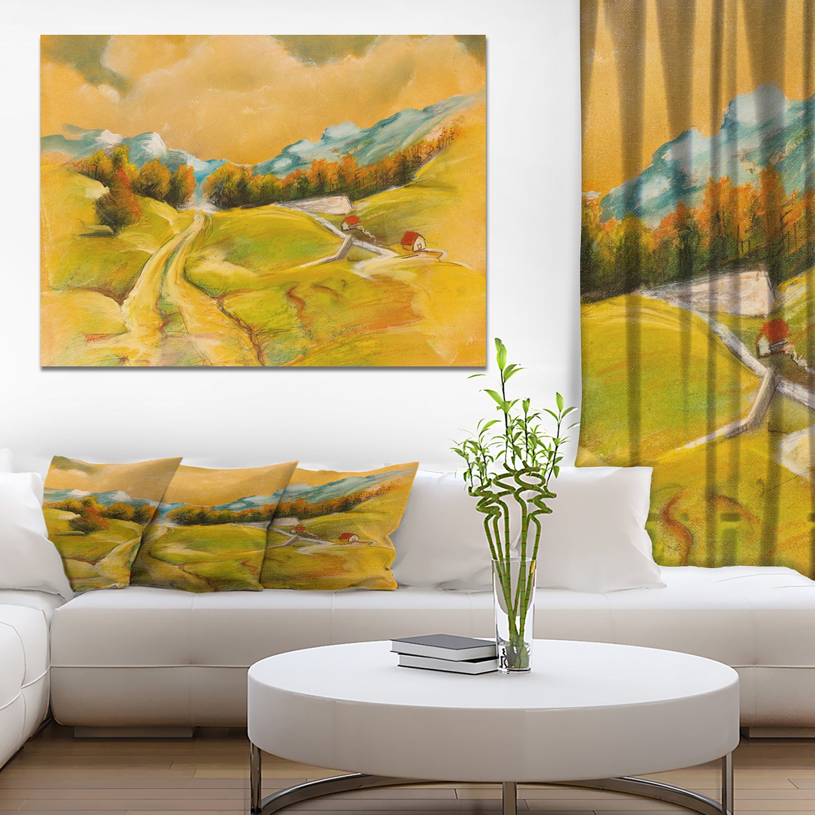 Vineyard in Summer Season - Landscapes Painting Print on Wrapped Canvas