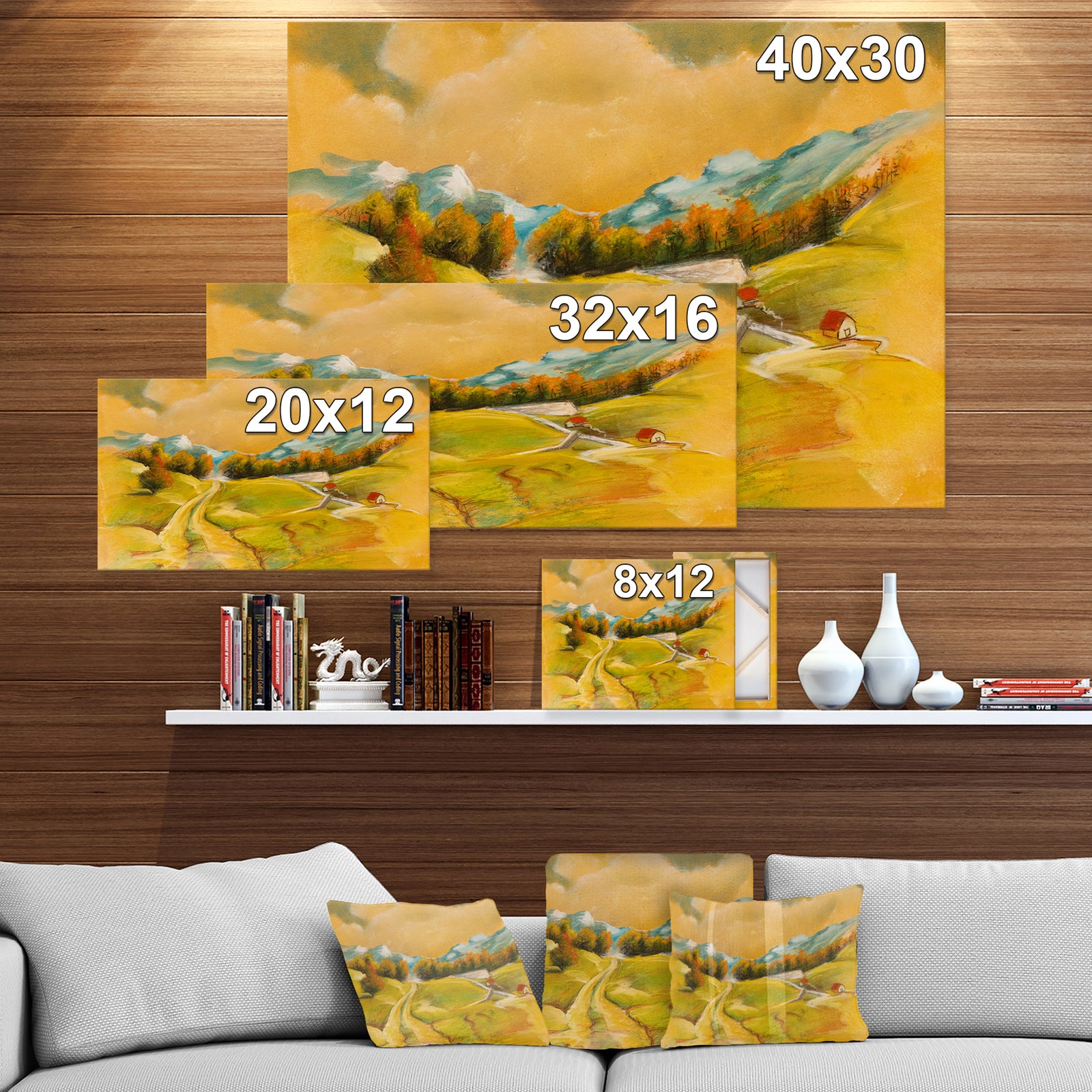 Vineyard in Summer Season - Landscapes Painting Print on Wrapped Canvas