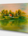 House in Green Lake - Landscapes Painting Print on Wrapped Canvas