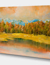 Forest under Blue Winter Mountain - Landscapes Painting Print on Wrapped Canvas