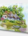 Rural house in green summer day - Landscapes Painting Print on Wrapped Canvas