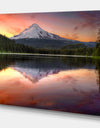 Reflection of Mount Hood on Trillium Lake at Sunset - Lake Landscapes Photographic on wrapped Canvas