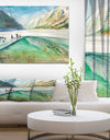 Lake and Mountains Reflecting Water - Landscapes Painting Print on Wrapped Canvas