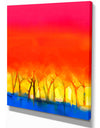 Tree and Red Sky Spring Season - Landscapes Painting Print on Wrapped Canvas