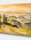 South Styria Sunset View - Landscapes Painting Print on Wrapped Canvas