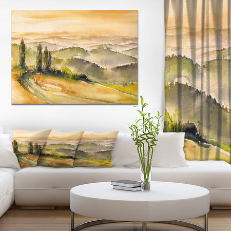 South Styria Sunset View - Landscapes Painting Print on Wrapped Canvas