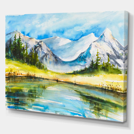 Snow Covered Mountain - Landscapes Painting Print on Wrapped Canvas