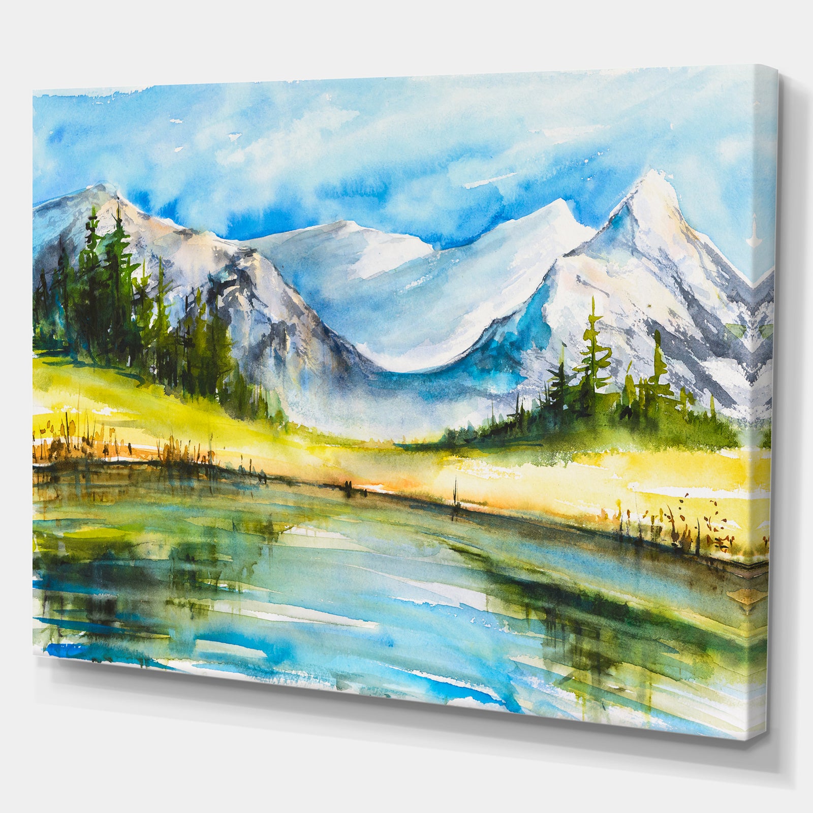 Snow Covered Mountain - Landscapes Painting Print on Wrapped Canvas