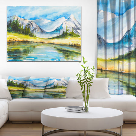 Snow Covered Mountain - Landscapes Painting Print on Wrapped Canvas