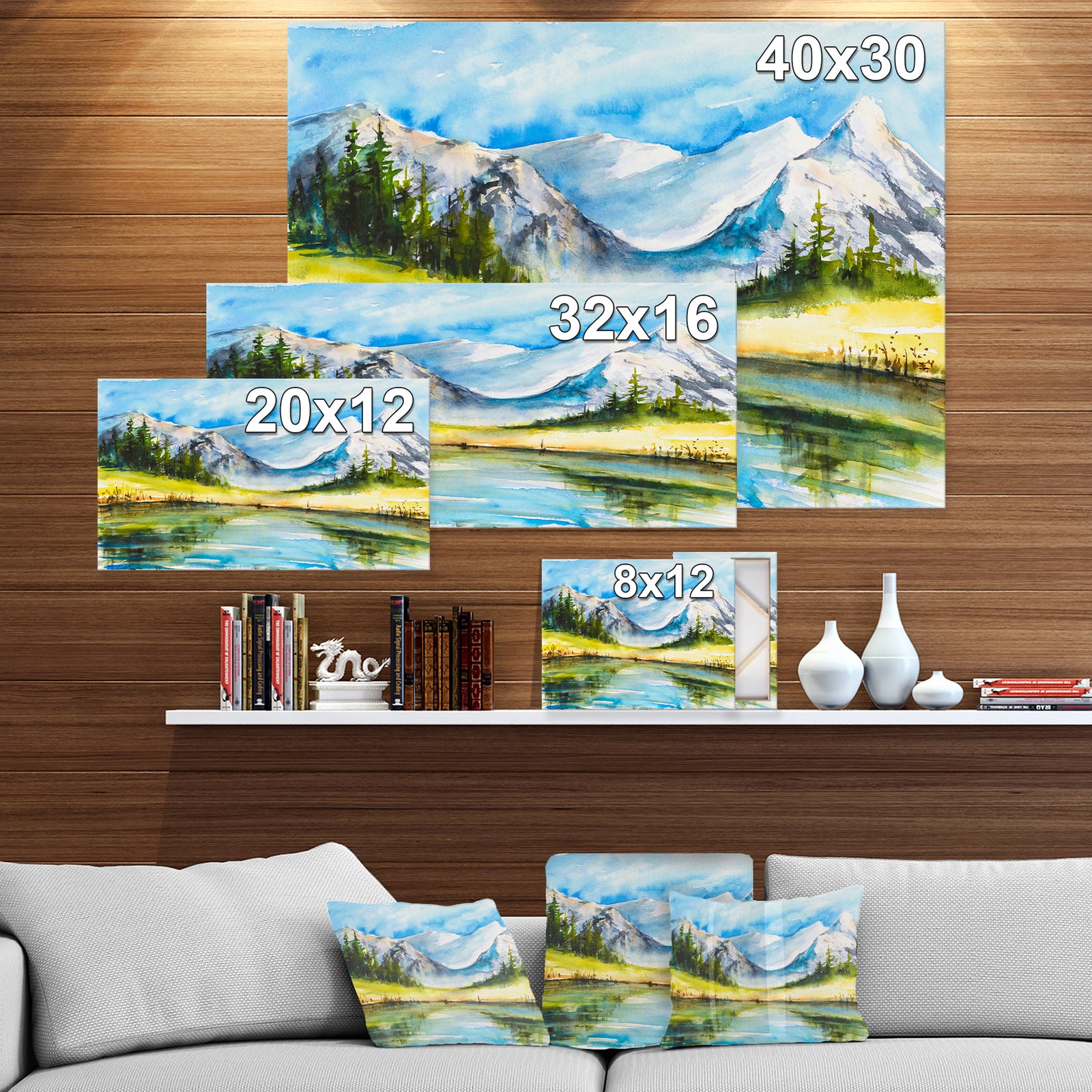 Snow Covered Mountain - Landscapes Painting Print on Wrapped Canvas