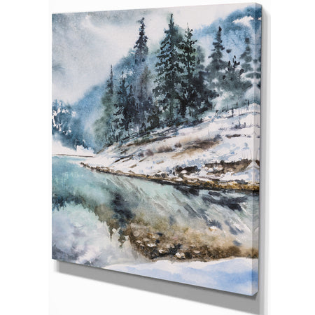 Mountain Hill Reflected in Water - Landscapes Painting Print on Wrapped Canvas
