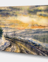 Winter Roads in Mountain - Landscapes Painting Print on Wrapped Canvas