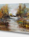 Trees at Lake Oil Painting - Landscapes Painting Print on Wrapped Canvas