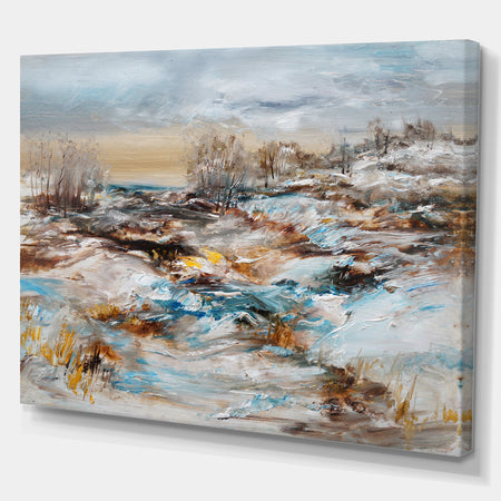 Winter Seasonwith Trees - Landscapes Painting Print on Wrapped Canvas