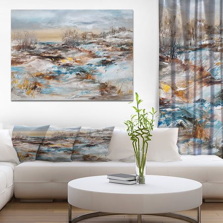 Winter Seasonwith Trees - Landscapes Painting Print on Wrapped Canvas