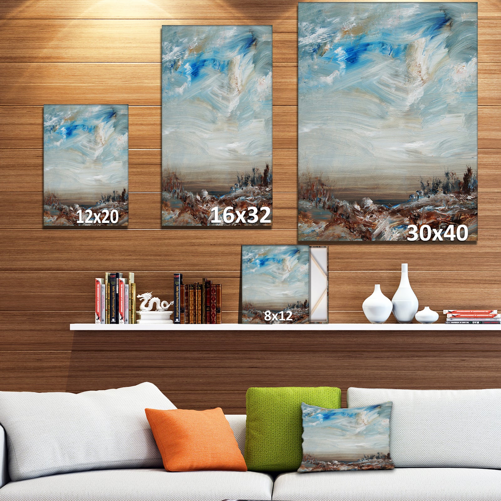 Cloudy Sky in Oil Painting - Landscapes Painting Print on Wrapped Canvas
