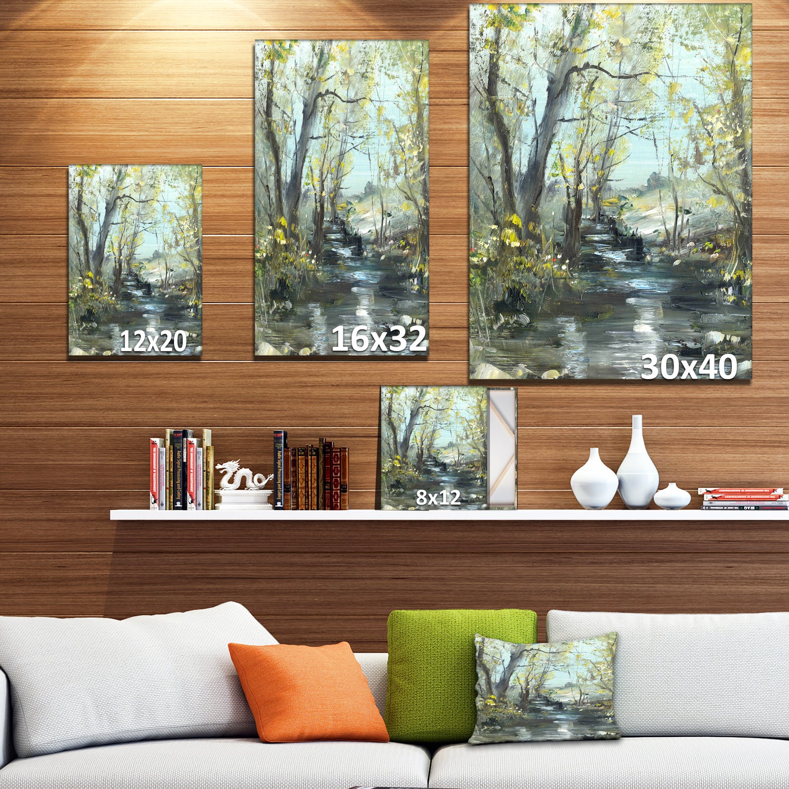 Creek - Landscapes Painting Print on Wrapped Canvas