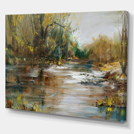 Reflection on the water - Landscapes Painting Print on Wrapped Canvas